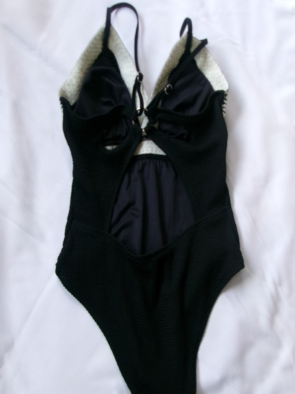 Mango Black Boho One Piece Swimsuit Size Medium - Picture 2 of 3
